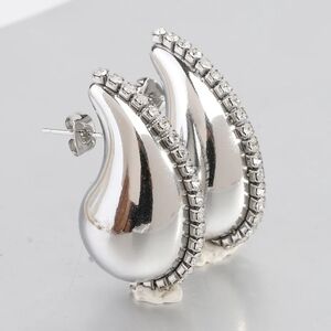 Silver Teardrop Earrings with Rhinestones